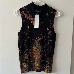 Daniel Rainn Black Floral Sleeveless Top